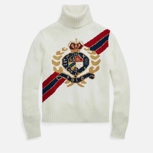 Polo by Ralph Lauren Women's Cream Crested Turtleneck Sweater
